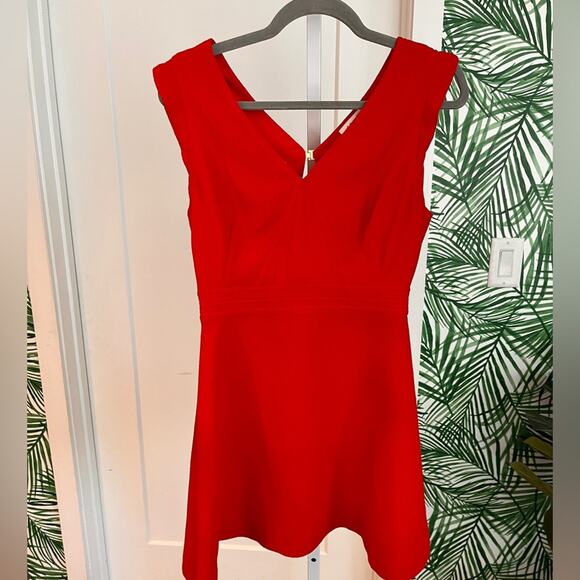 Sandro Red Textured Fit and Flare Mini Dress Small - Picture 2 of 12